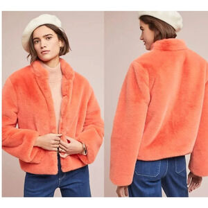 DRA by Anthropologie Mango Faux Fur Jacket in Bright Orange